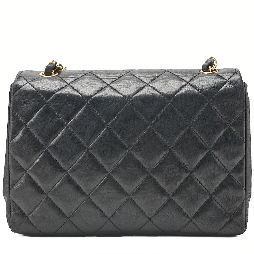 CHANEL Chain Shoulder Bag Matelasse Lambskin DekaCoco V-Flap Black Gold-Tone Hardware, Pre-Owned