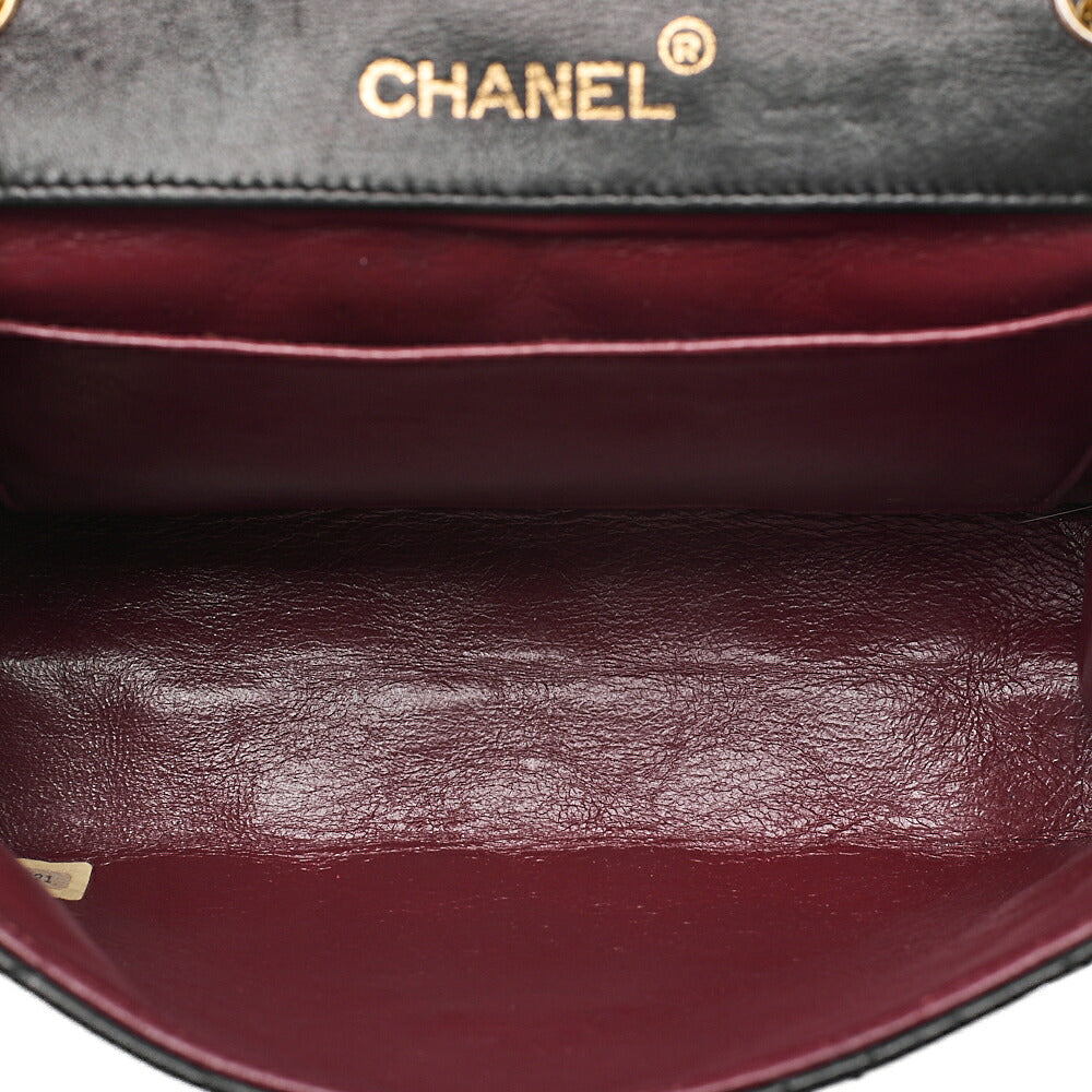 CHANEL Chain Shoulder Bag Matelasse Lambskin DekaCoco V-Flap Black Gold-Tone Hardware, Pre-Owned