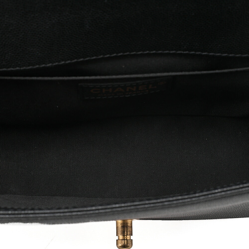 CHANEL Caviar Skin Boy Chanel 25 Chain Shoulder Black Gold -Tone Hardware, Pre-Owned