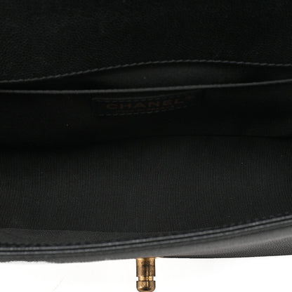 CHANEL Caviar Skin Boy Chanel 25 Chain Shoulder Black Gold -Tone Hardware, Pre-Owned