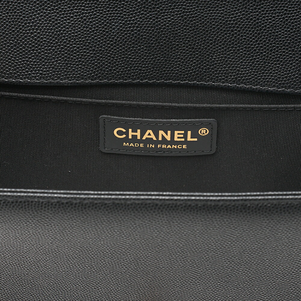 CHANEL Caviar Skin Boy Chanel 25 Chain Shoulder Black Gold -Tone Hardware, Pre-Owned
