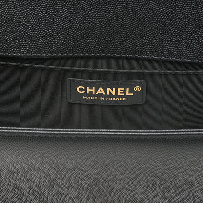 CHANEL Caviar Skin Boy Chanel 25 Chain Shoulder Black Gold -Tone Hardware, Pre-Owned
