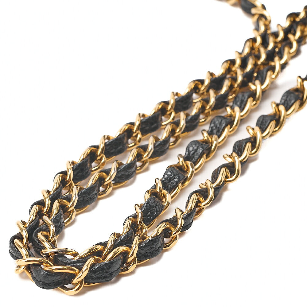 CHANEL Caviar Skin Deka Matelasse 30cm Single Flap Chain Shoulder Bag Black Gold-Tone Hardware, Pre-Owned
