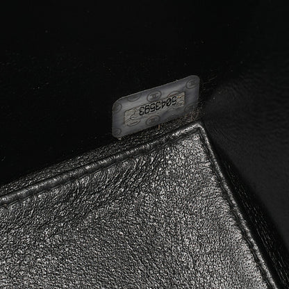CHANEL Caviar Skin Deka Matelasse 30cm Single Flap Chain Shoulder Bag Black Gold-Tone Hardware, Pre-Owned