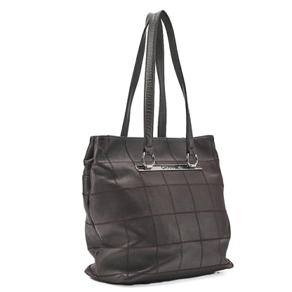 CHANEL Caviar Skin Chocolate Bar Logo Mark Shoulder Bag Tote Bag Brown Silver-Tone Hardware, Pre-Owned