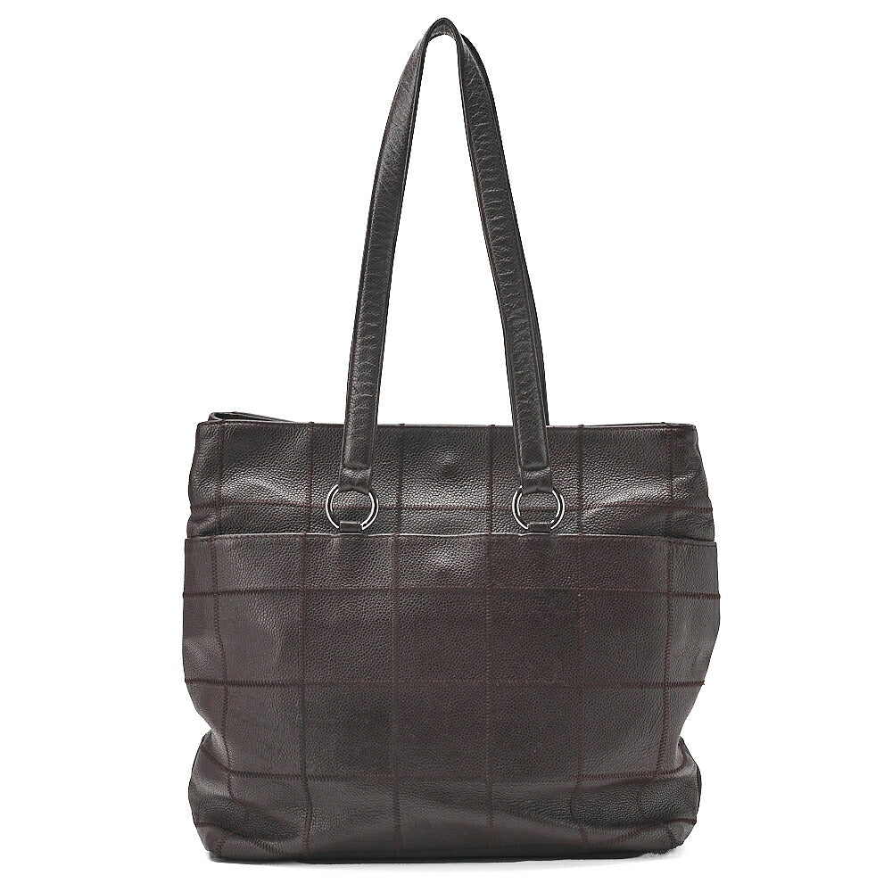 CHANEL Caviar Skin Chocolate Bar Logo Mark Shoulder Bag Tote Bag Brown Silver-Tone Hardware, Pre-Owned