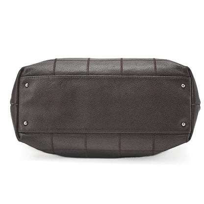 CHANEL Caviar Skin Chocolate Bar Logo Mark Shoulder Bag Tote Bag Brown Silver-Tone Hardware, Pre-Owned