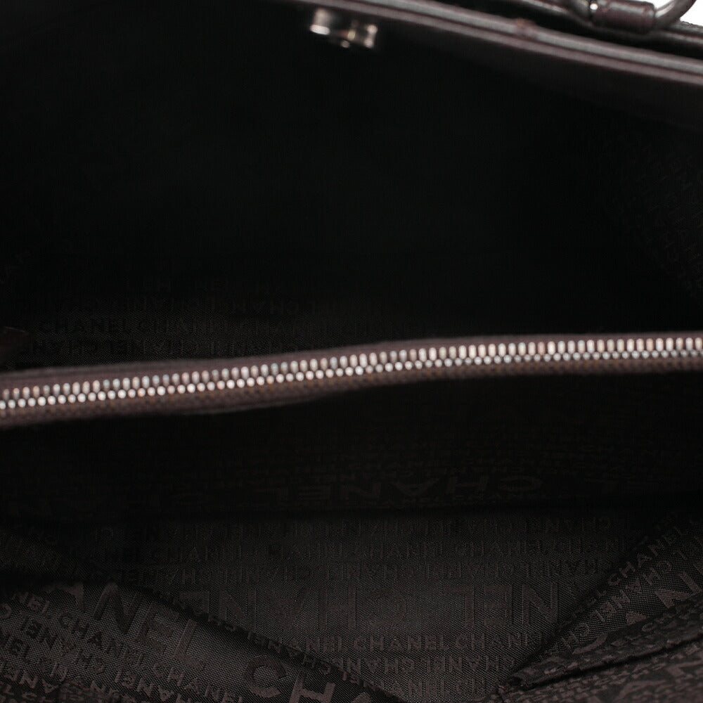 CHANEL Caviar Skin Chocolate Bar Logo Mark Shoulder Bag Tote Bag Brown Silver-Tone Hardware, Pre-Owned