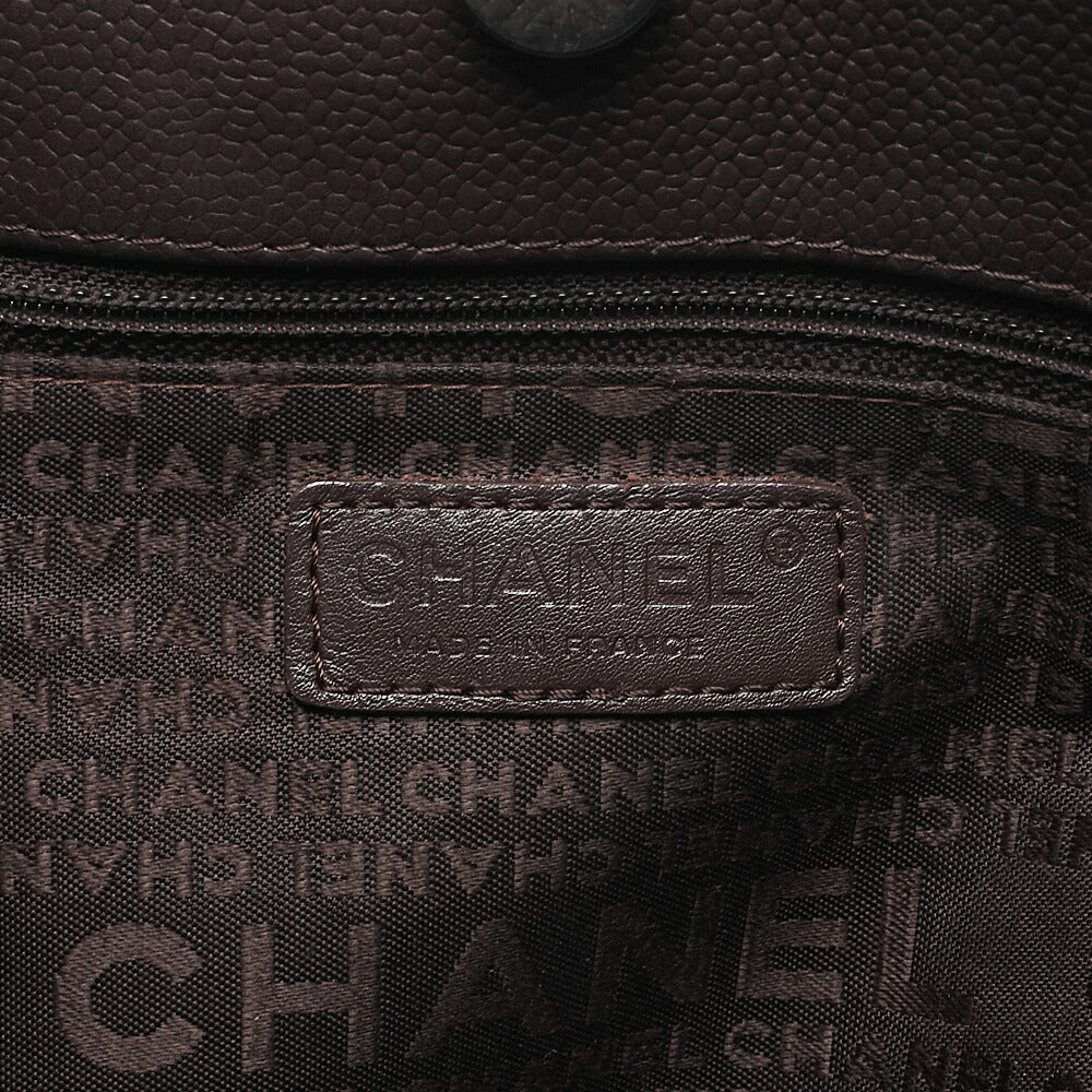 CHANEL Caviar Skin Chocolate Bar Logo Mark Shoulder Bag Tote Bag Brown Silver-Tone Hardware, Pre-Owned