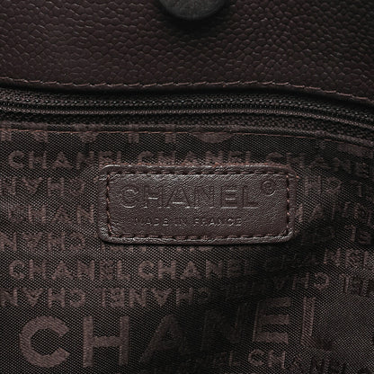 CHANEL Caviar Skin Chocolate Bar Logo Mark Shoulder Bag Tote Bag Brown Silver-Tone Hardware, Pre-Owned