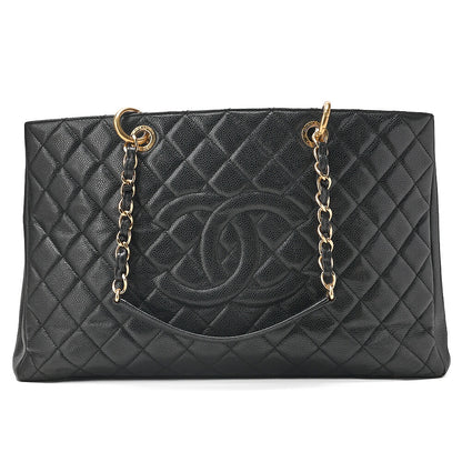 CHANEL Tote Bag Matelasse Large Size GST Chain Tote Caviskin Black Gold-Tone Hardware, Pre-Owned