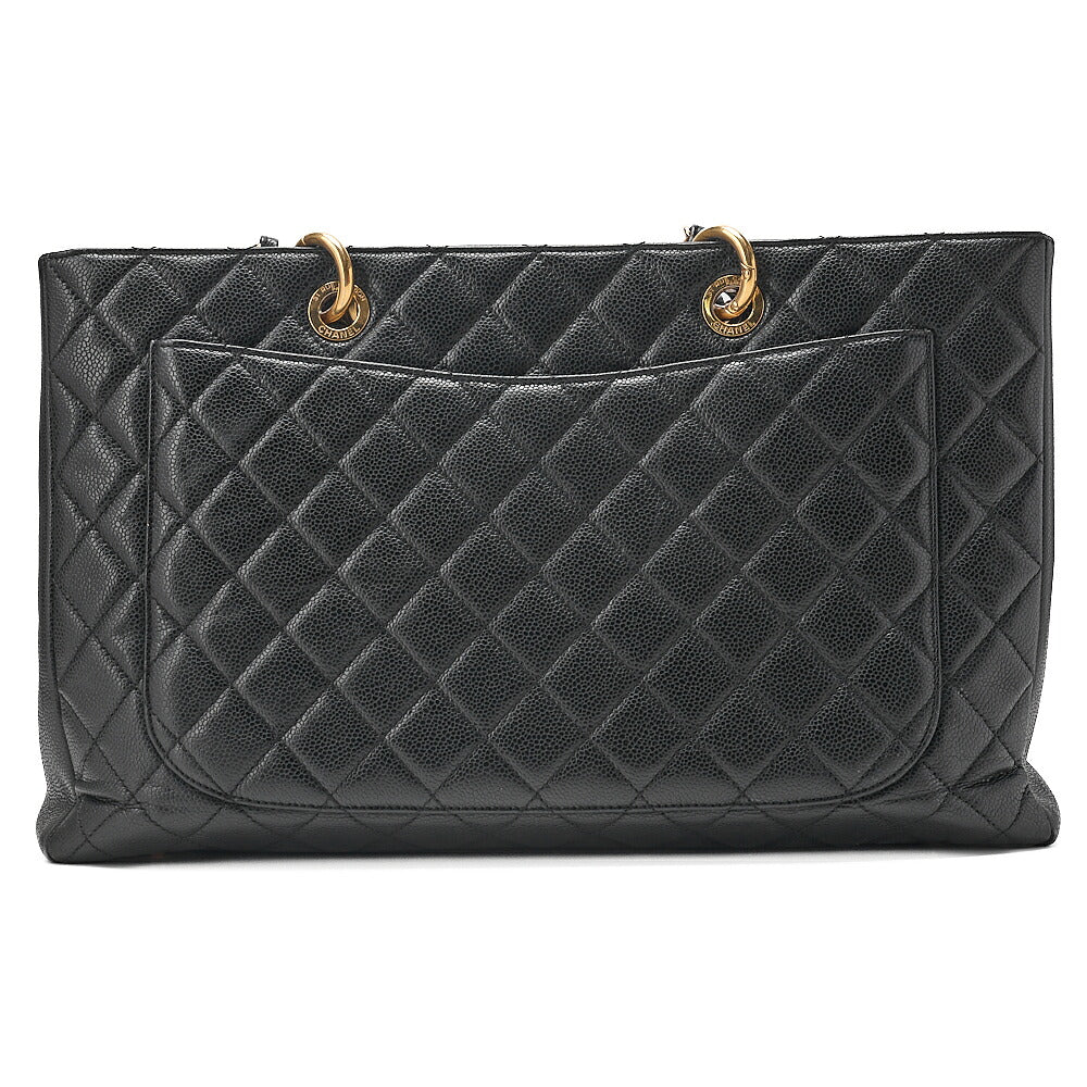 CHANEL Tote Bag Matelasse Large Size GST Chain Tote Caviskin Black Gold-Tone Hardware, Pre-Owned