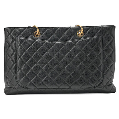 CHANEL Tote Bag Matelasse Large Size GST Chain Tote Caviskin Black Gold-Tone Hardware, Pre-Owned