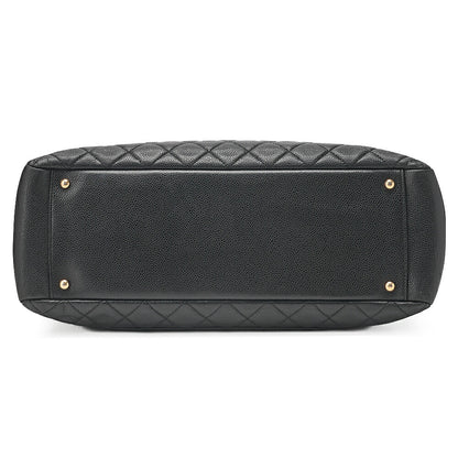 CHANEL Tote Bag Matelasse Large Size GST Chain Tote Caviskin Black Gold-Tone Hardware, Pre-Owned
