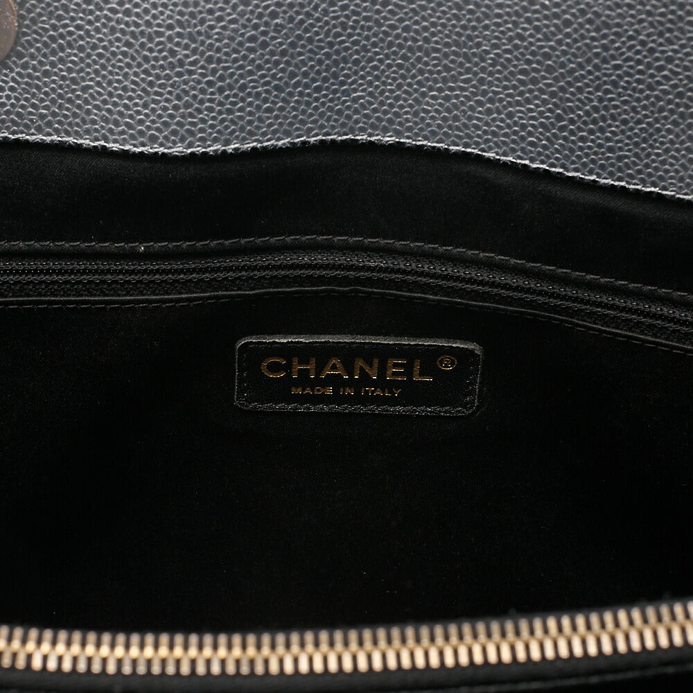 CHANEL Tote Bag Matelasse Large Size GST Chain Tote Caviskin Black Gold-Tone Hardware, Pre-Owned