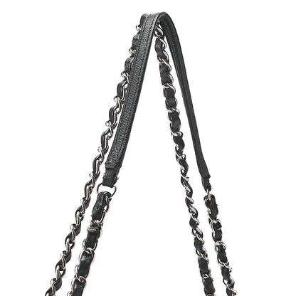 CHANEL Caviar Skin Matelasse with Coco Charm Chain Shoulder Black Silver-Tone Hardware, Pre-Owned