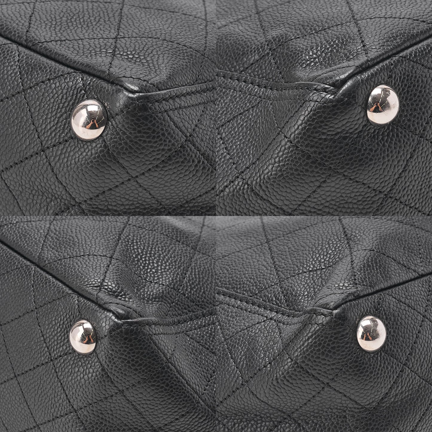 CHANEL Caviar Skin Matelasse with Coco Charm Chain Shoulder Black Silver-Tone Hardware, Pre-Owned