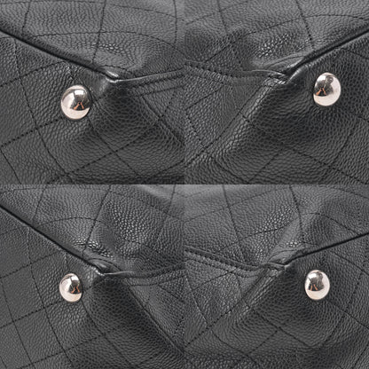CHANEL Caviar Skin Matelasse with Coco Charm Chain Shoulder Black Silver-Tone Hardware, Pre-Owned