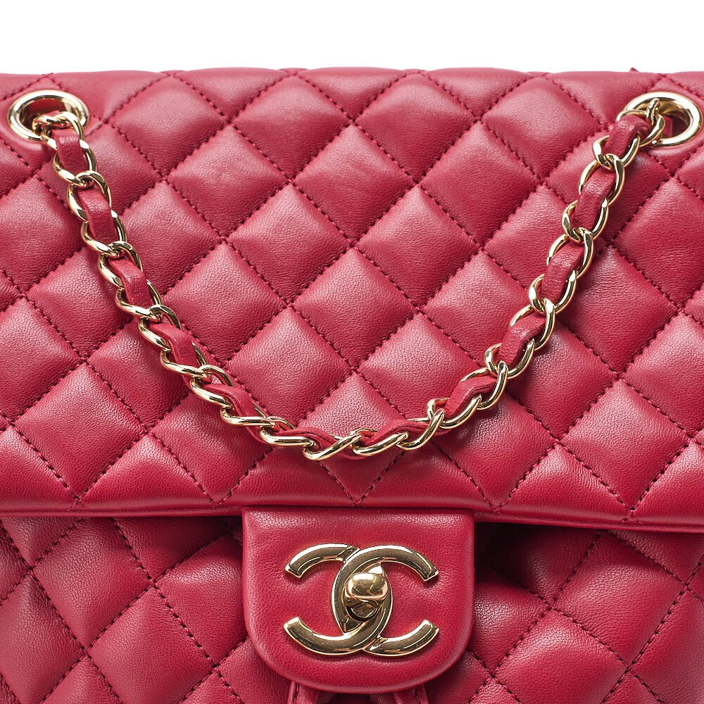 CHANEL Lambskin Matelasse Turn Lock Chain Backpack Rose Pink Gold -Tone Hardware, Pre-Owned
