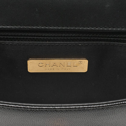 CHANEL Chain Shoulder Bag Matelasse Single Flap Calfskin x Caviar Embossed Enamel Leather Black Gold -Tone Hardware, Pre-Owned
