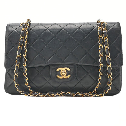 CHANEL Chain Shoulder Bag Matelasse Lambskin Black Gold -Tone Hardware, Pre-Owned