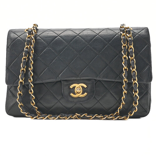 CHANEL Chain Shoulder Bag Matelasse Lambskin Black Gold -Tone Hardware, Pre-Owned