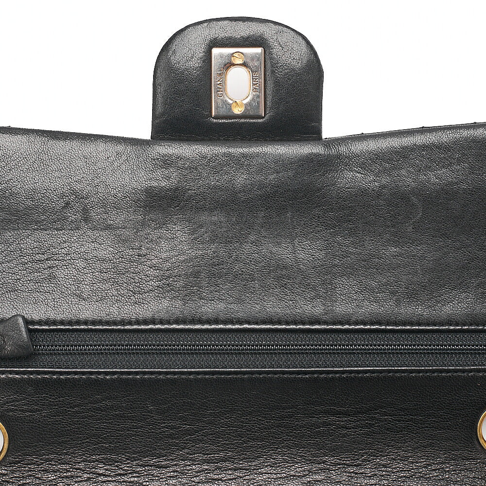 CHANEL Chain Shoulder Bag Matelasse Lambskin Black Gold -Tone Hardware, Pre-Owned