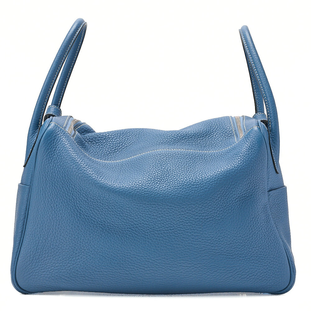 HERMES Lindy 34 Shoulder Bag Taurillon Clemence Blue Jean Silver-Tone Hardware, Pre-Owned