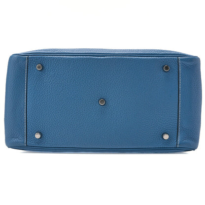 HERMES Lindy 34 Shoulder Bag Taurillon Clemence Blue Jean Silver-Tone Hardware, Pre-Owned