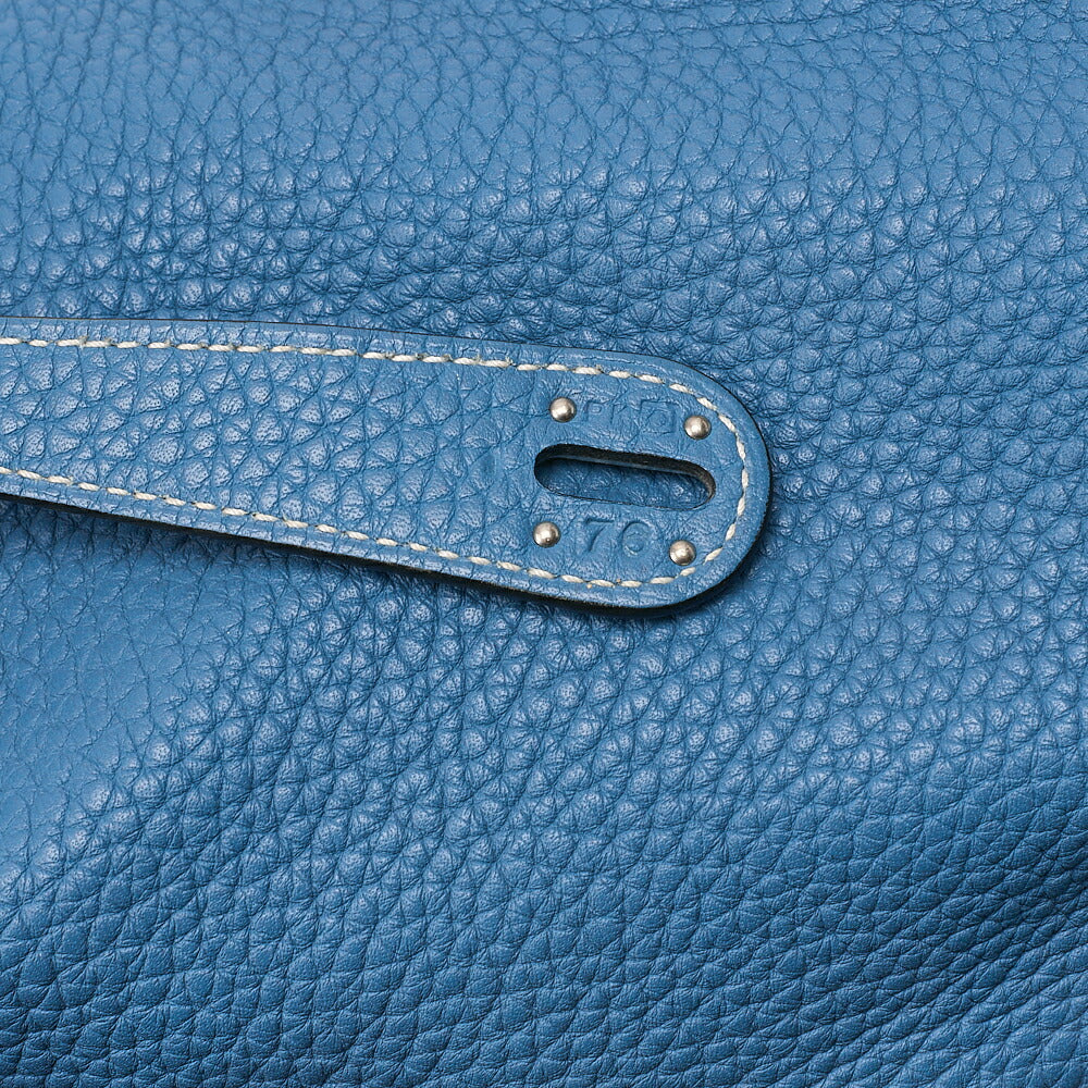 HERMES Lindy 34 Shoulder Bag Taurillon Clemence Blue Jean Silver-Tone Hardware, Pre-Owned