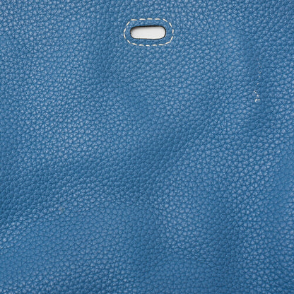 HERMES Lindy 34 Shoulder Bag Taurillon Clemence Blue Jean Silver-Tone Hardware, Pre-Owned