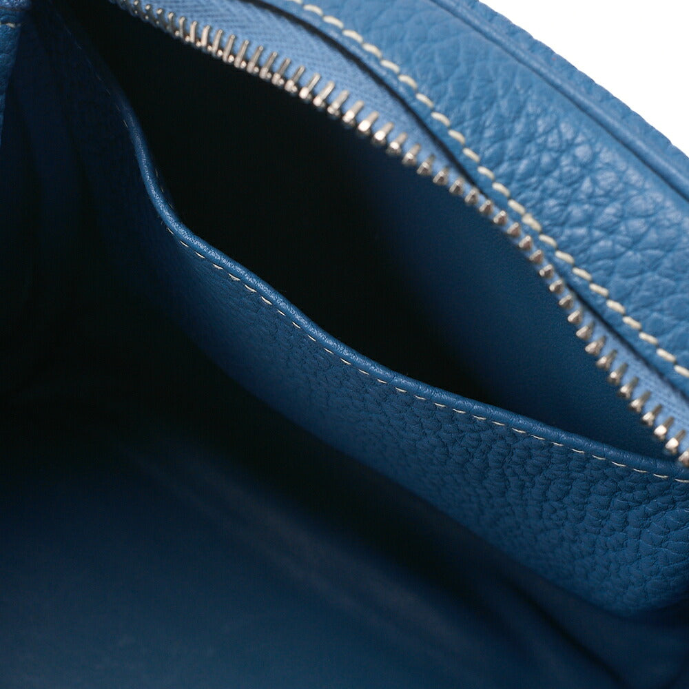 HERMES Lindy 34 Shoulder Bag Taurillon Clemence Blue Jean Silver-Tone Hardware, Pre-Owned