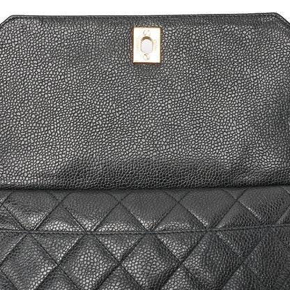 CHANEL Caviar Skin Biju Coco Mark Straight Flap One-Shoulder Bag Black Gold -Tone Hardware, Pre-Owned
