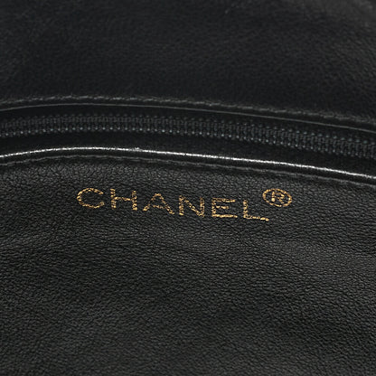 CHANEL Caviar Skin Biju Coco Mark Straight Flap One-Shoulder Bag Black Gold -Tone Hardware, Pre-Owned