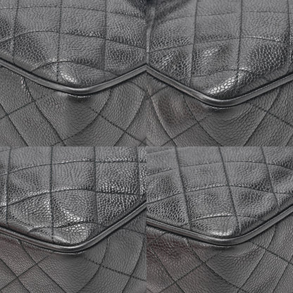 CHANEL Caviar Skin Biju Coco Mark Straight Flap One-Shoulder Bag Black Gold -Tone Hardware, Pre-Owned