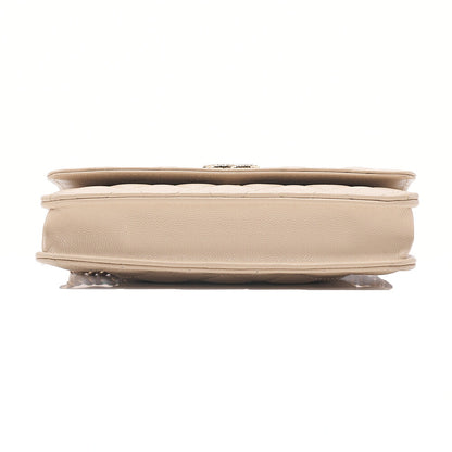 CHANEL Chanel Matelasse Chain Wallet Caviar Skin Linestone Coco Mark Beige Gold-Tone Hardware, Pre-Owned