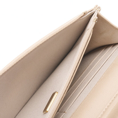 CHANEL Chanel Matelasse Chain Wallet Caviar Skin Linestone Coco Mark Beige Gold-Tone Hardware, Pre-Owned