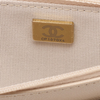 CHANEL Chanel Matelasse Chain Wallet Caviar Skin Linestone Coco Mark Beige Gold-Tone Hardware, Pre-Owned