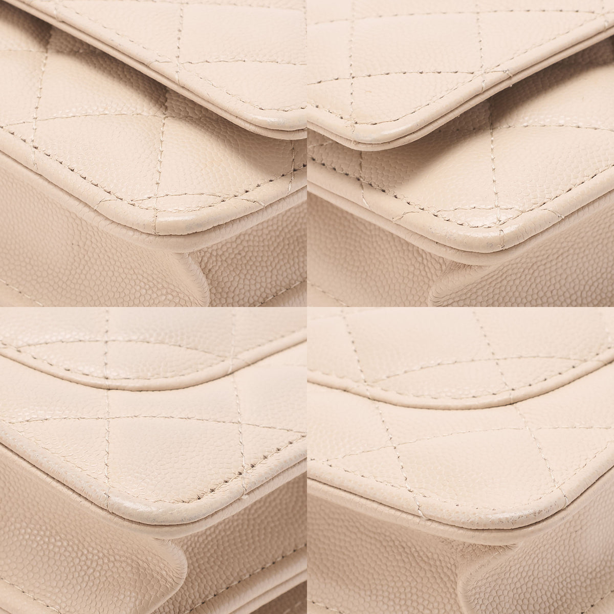 CHANEL Chanel Matelasse Chain Wallet Caviar Skin Linestone Coco Mark Beige Gold-Tone Hardware, Pre-Owned