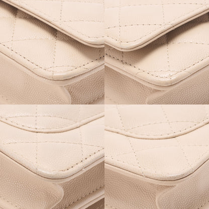 CHANEL Chanel Matelasse Chain Wallet Caviar Skin Linestone Coco Mark Beige Gold-Tone Hardware, Pre-Owned