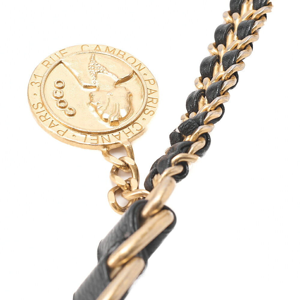 CHANEL Caviar Skin Mini Matelasse Turn Lock Thick Chain Shoulder Black Gold-Tone Hardware, Pre-Owned
