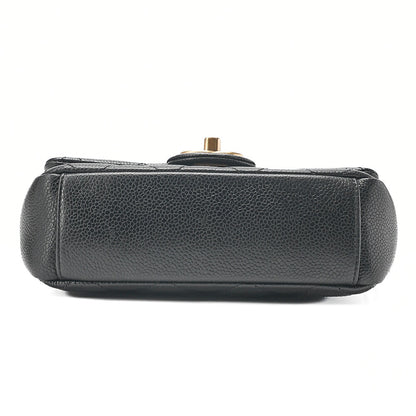 CHANEL Caviar Skin Mini Matelasse Turn Lock Thick Chain Shoulder Black Gold-Tone Hardware, Pre-Owned