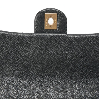 CHANEL Caviar Skin Mini Matelasse Turn Lock Thick Chain Shoulder Black Gold-Tone Hardware, Pre-Owned