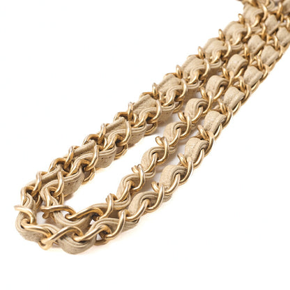 CHANEL Chanel Matelasse Plate Charm Chain Shoulder Caviar Skin Beige Gold-Tone Hardware, Pre-Owned