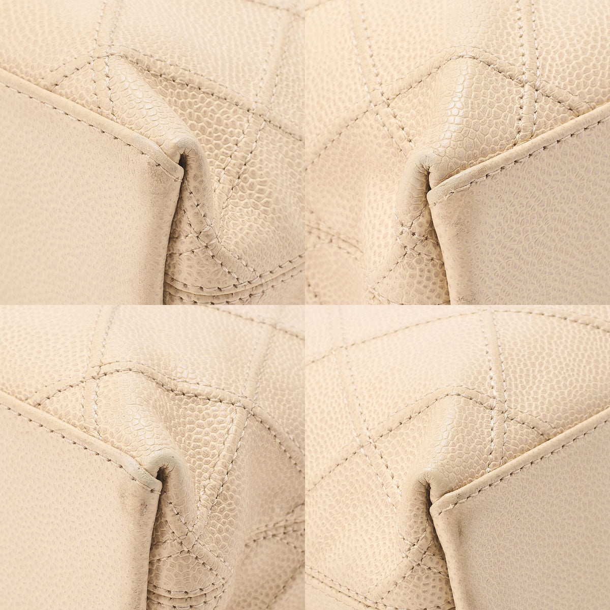 CHANEL Chanel Matelasse Plate Charm Chain Shoulder Caviar Skin Beige Gold-Tone Hardware, Pre-Owned