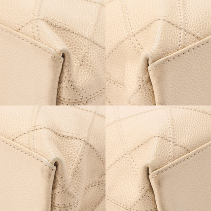 CHANEL Chanel Matelasse Plate Charm Chain Shoulder Caviar Skin Beige Gold-Tone Hardware, Pre-Owned
