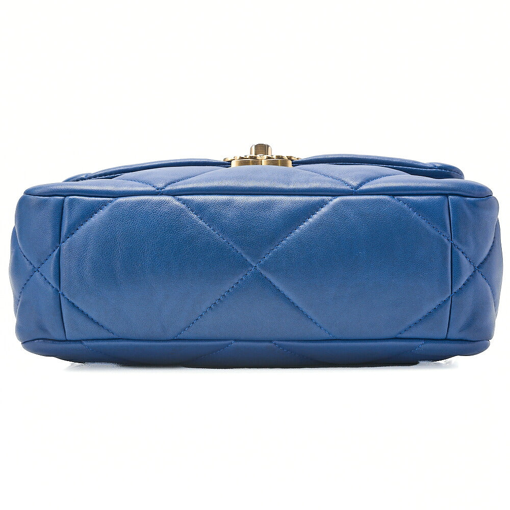 CHANEL Lambskin Matelasse CHANEL 19 2WAY Chain Shoulder Blue Gold x Silver-Tone Hardware, Pre-Owned