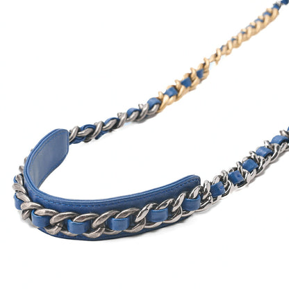 CHANEL Lambskin Matelasse CHANEL 19 2WAY Chain Shoulder Blue Gold x Silver-Tone Hardware, Pre-Owned