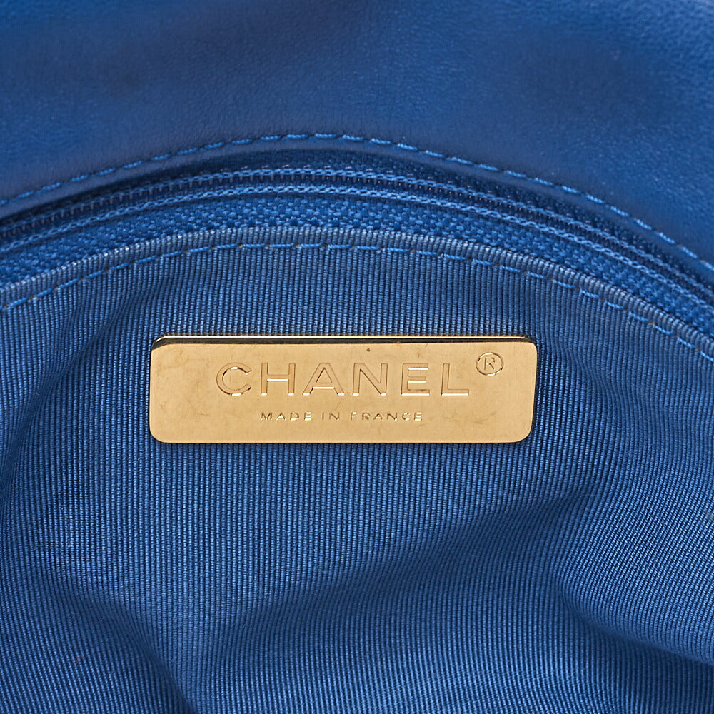 CHANEL Lambskin Matelasse CHANEL 19 2WAY Chain Shoulder Blue Gold x Silver-Tone Hardware, Pre-Owned