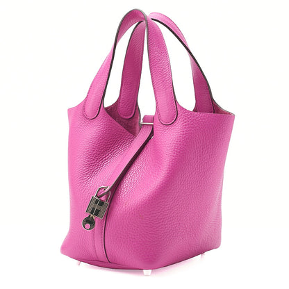 Hermes Hermes Picotin Lock PM Taurillon Clemence Handbag Magnolia Silver-Tone Hardware, Pre-Owned